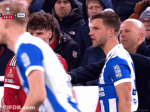 Soccer Player In Blue And White Jersey With KSM GIF