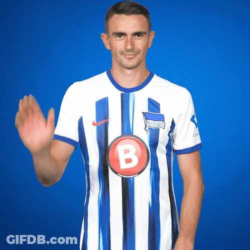 Soccer Player In Blue And White Striped Shirt With Letter B GIF