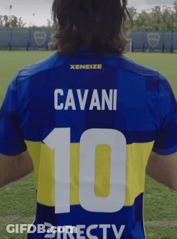 Soccer Player In Blue And Yellow Cavani Jersey Number 10 GIF