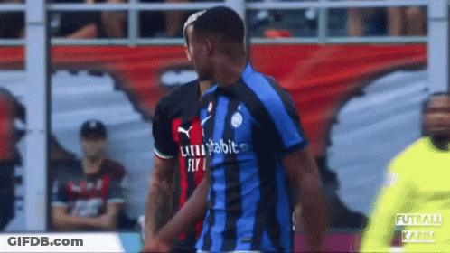 Soccer Player In Blue Black Jersey Saying Uni Vitalbit GIF