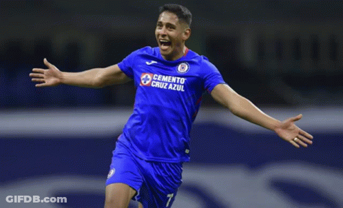 Soccer Player In Blue Cruz Azul Shirt GIF