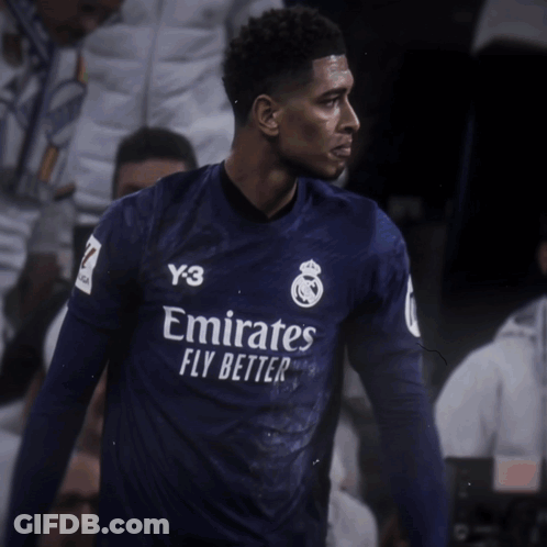 Soccer Player In Blue Emirates Fly Better Shirt GIF
