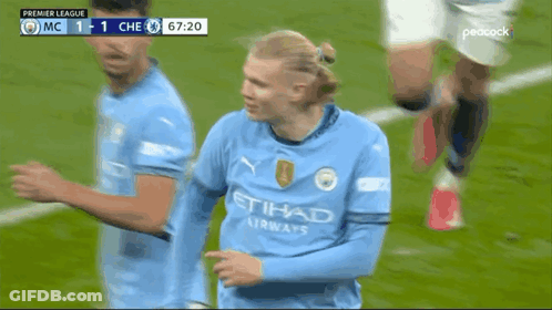 Soccer Player In Blue Etihad Airways Jersey GIF