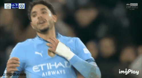 Soccer Player In Blue Etihad Airways Shirt GIF