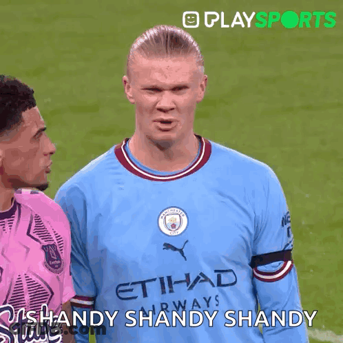 Soccer Player In Blue Etihad Airways Shirt On Field GIF