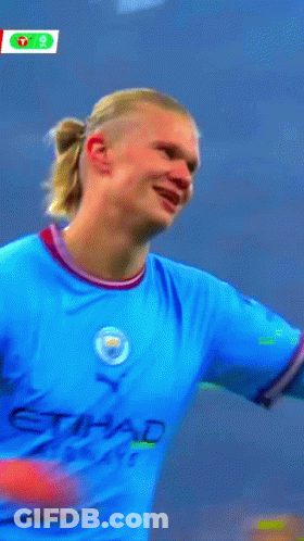 Soccer Player In Blue Etihad Airways Shirt GIF