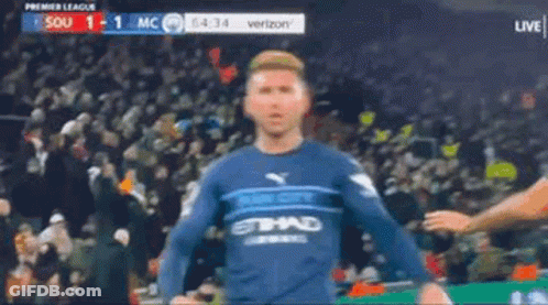 Soccer Player In Blue Jersey In Front Of Crowd GIF