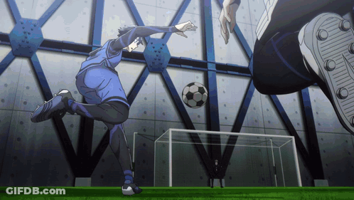 Soccer Player In Blue Jersey Kicking Ball GIF