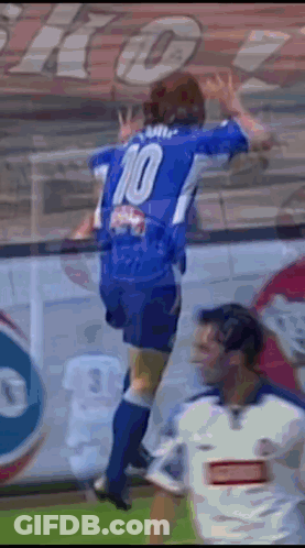 Soccer Player In Blue Jersey Number 10 GIF