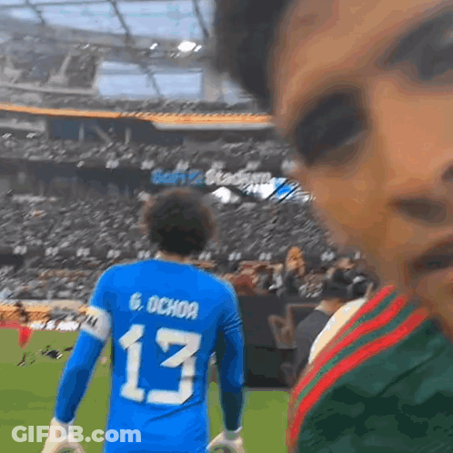 Soccer Player In Blue Jersey Number 13 GIF