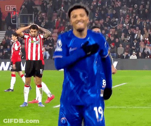 Soccer Player In Blue Jersey Number 19 GIF
