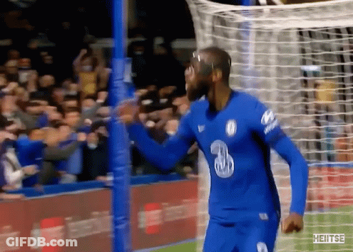 Soccer Player In Blue Jersey Number 3 Celebrates Goal GIF