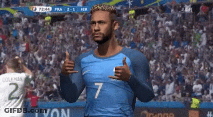 Soccer Player In Blue Jersey Number 7 Thumbs Up GIF