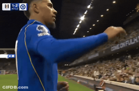 Soccer Player In Blue Jersey Standing In Front Of Come On Full Sign GIF
