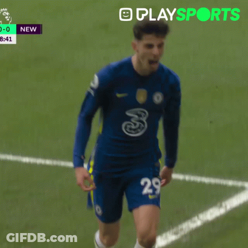 Soccer Player In Blue Jersey With 3 GIF