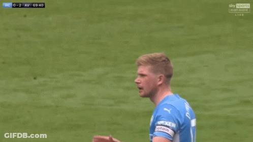 Soccer Player In Blue Jersey With Captain Sleeve GIF