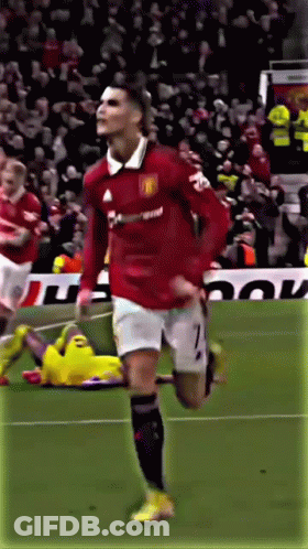 Soccer Player In Blue Jersey With Let GIF