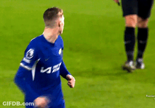 Soccer Player In Blue Jersey With Letter A Running GIF