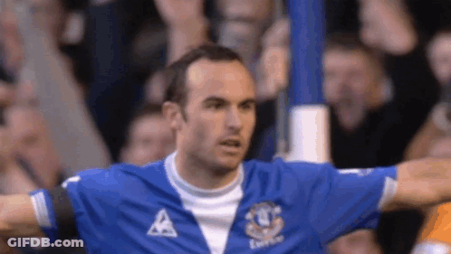 Soccer Player In Blue Jersey With Letter A GIF