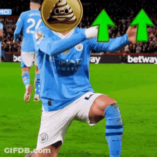 Soccer Player In Blue Jersey With Poop On Head GIF