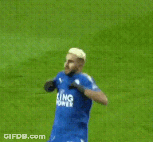 Soccer Player In Blue King Power Jersey GIF