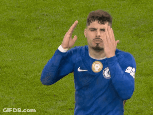 Soccer Player In Blue Nike Jersey Clapping GIF