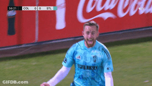 Soccer Player In Blue Purina Jersey GIF