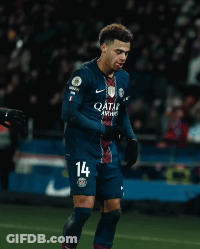 Soccer Player In Blue Qatar Airways Jersey GIF
