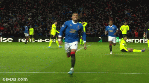 Soccer Player In Blue Rangers Shirt Running GIF