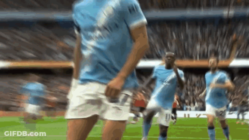 Soccer Player In Blue Shirt Dancing GIF