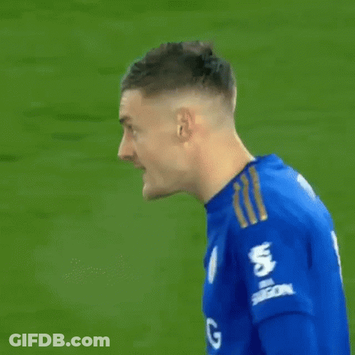 Soccer Player In Blue Shirt Making Funny Face GIF