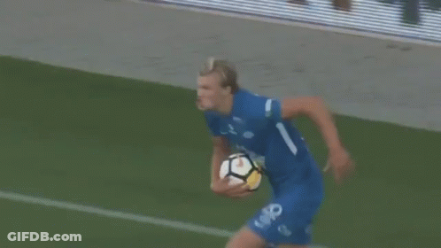 Soccer Player In Blue Shirt Number 1 GIF