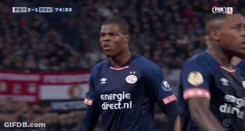 Soccer Player In Blue Shirt With Energie Direct.nl GIF