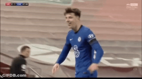 Soccer Player In Blue Shirt With H On Sleeve GIF