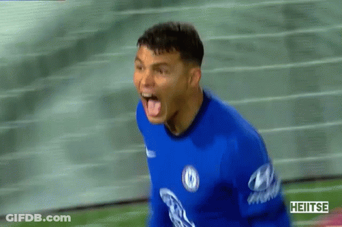 Soccer Player In Blue Shirt With Hyundai On Sleeve GIF