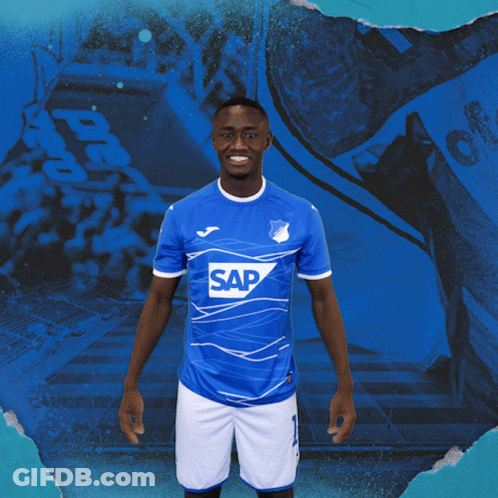Soccer Player In Blue Shirt With Sap GIF