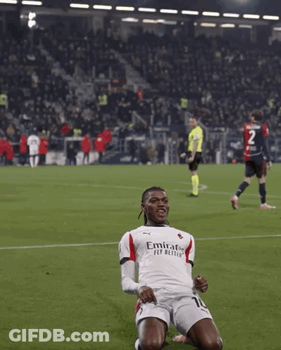 Soccer Player In Emirates Fly Better Jersey Kneeling GIF