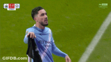 Soccer Player In Etihad Airlines Jersey Celebrates GIF