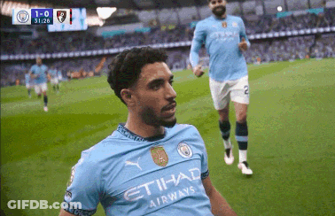 Soccer Player In Etihad Airways Jersey Celebrating GIF