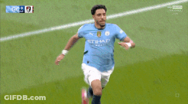 Soccer Player In Etihad Jersey Kneeling GIF