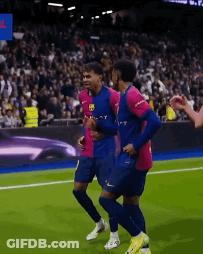 Soccer Player In FCB Jersey Celebrates Goal GIF