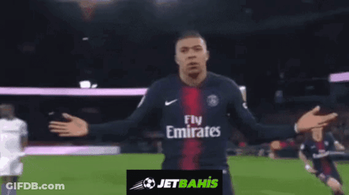 Soccer Player In Fly Emirates Jersey Celebrating Goal GIF