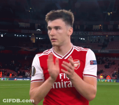 Soccer Player In Fly Emirates Jersey Clapping GIF