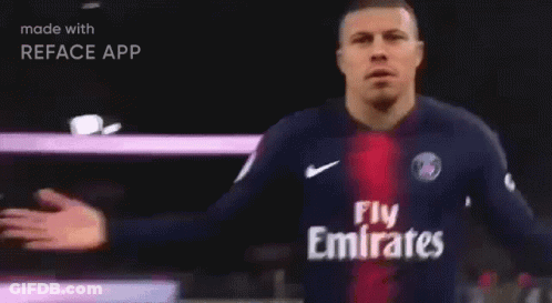 Soccer Player In Fly Emirates Jersey Making Funny Face GIF