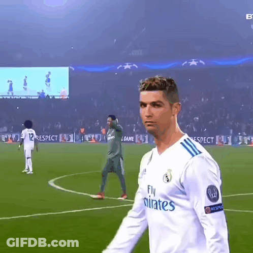 Soccer Player In Fly Emirates Jersey On Field GIF