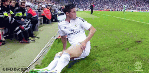 Soccer Player In Fly Emirates Jersey On Field GIF
