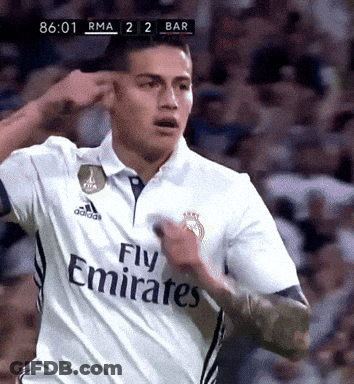 Soccer Player In Fly Emirates Shirt Celebrating Goal GIF