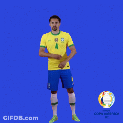 Soccer Player In Front Of Blue Copa America Background GIF