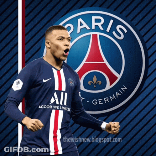 Soccer Player In Front Of Paris Logo GIF