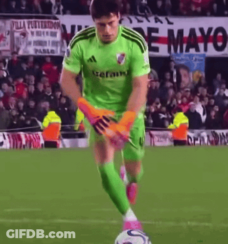 Soccer Player In Green Adidas Jersey Kicking Ball GIF